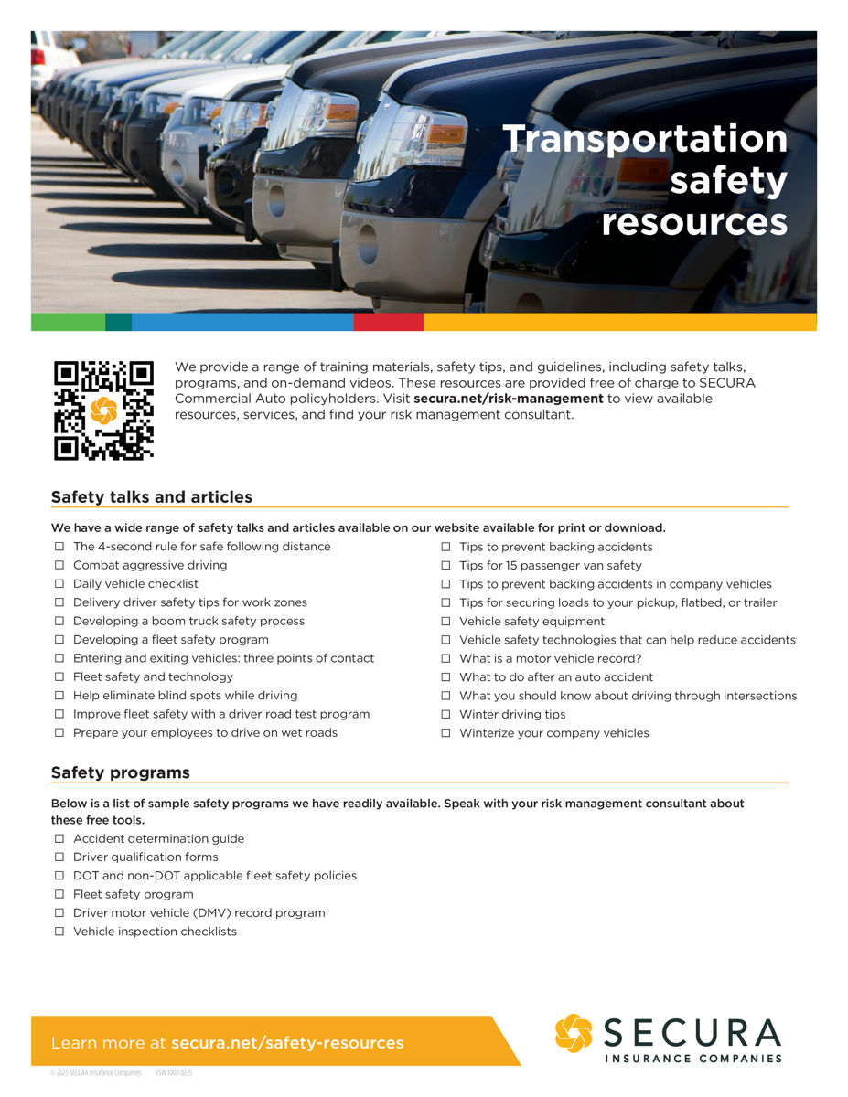 Commercial Auto safety resource checklist